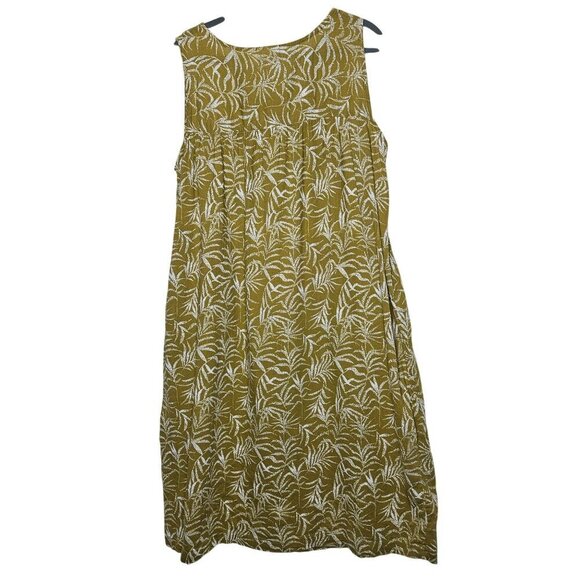 The Vermont Country Store Sleeveless Olive Leaf Print Midi Dress M Cotton Casual - Picture 2 of 8